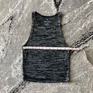 American Eagle Outfitters Charcoal Space-Dye Ribbed Crop Tank